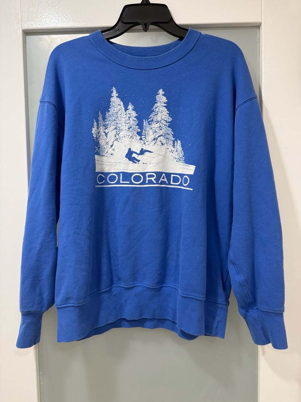 American Eagle Outfitters Blue Colorado Ski Pines Graphic Crewneck Sweatshirt